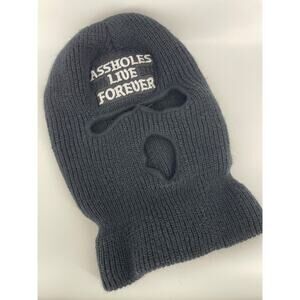A**holes Live Forever full face cover black beanie